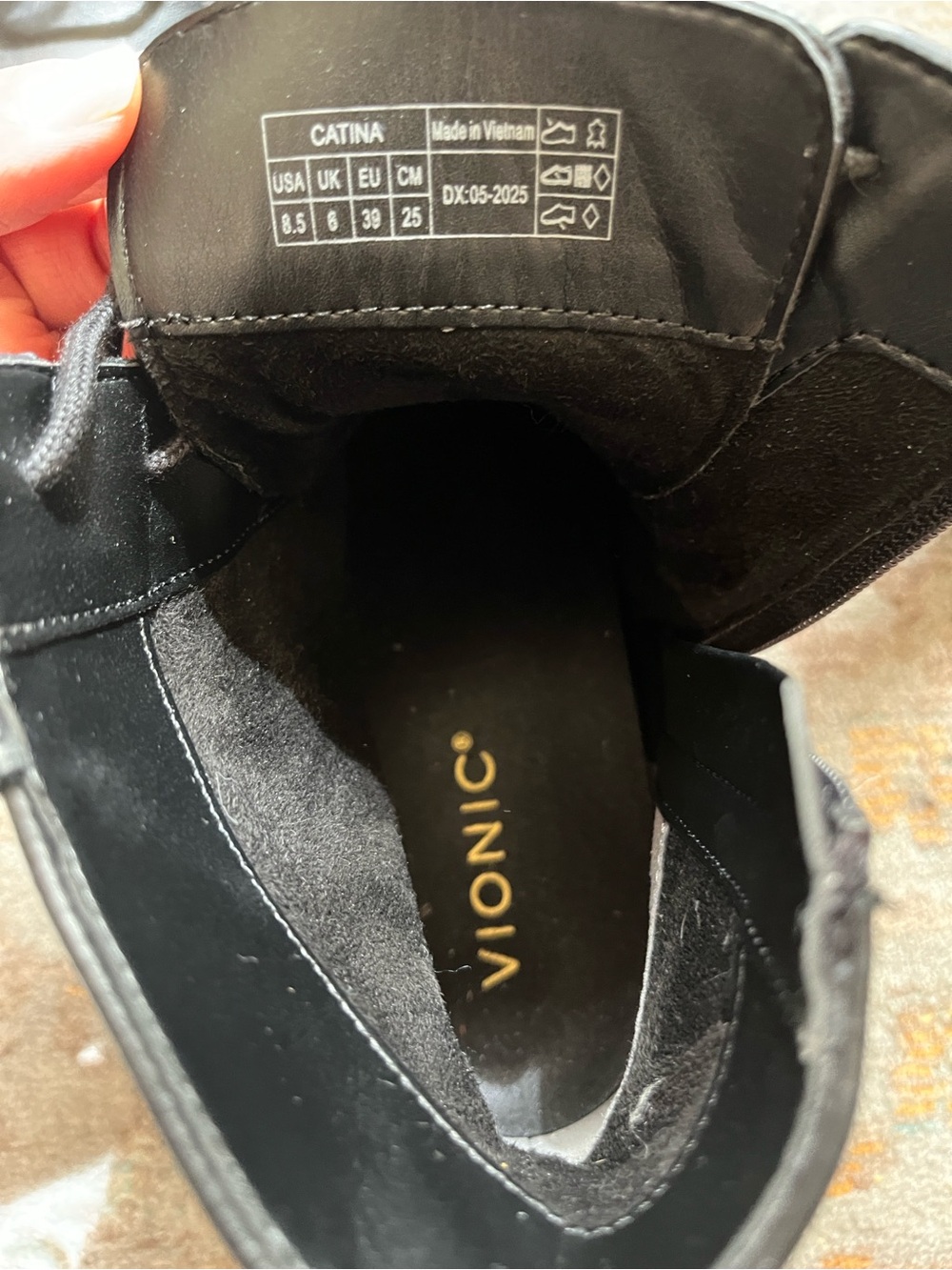 Vionic Black Lace-Up Ankle Boots with Gold Logo - Picture 2 of 5
